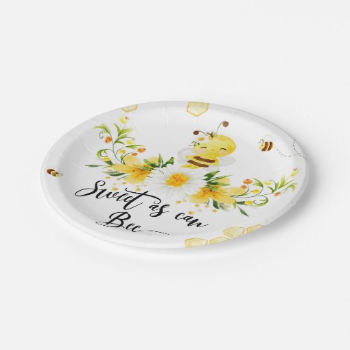 Sweet as can bee baby shower paper plate | Zazzle