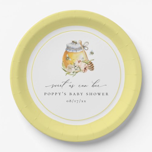 Sweet As Can Bee Baby Shower Paper Plate