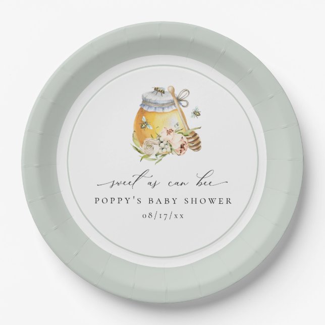 Sweet As Can Bee Baby Shower Paper Plates (Front)