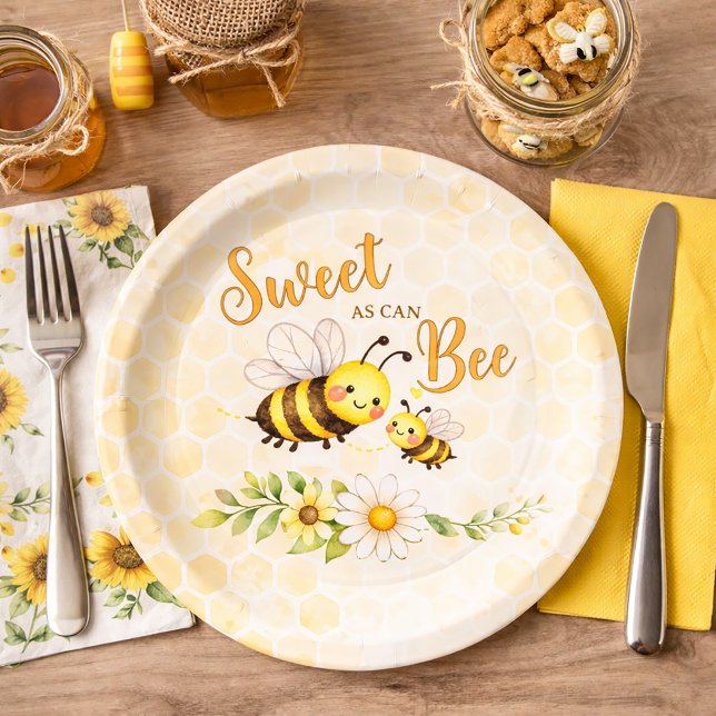 Sweet as can Bee Baby Shower Paper Plates (Creator Uploaded)
