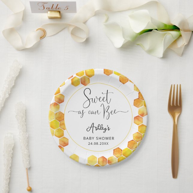 Sweet As Can Bee Baby Shower Paper Plates (Wedding)