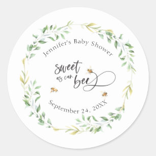 Sweet As Can Bee Baby Shower Personalized Classic Round Sticker