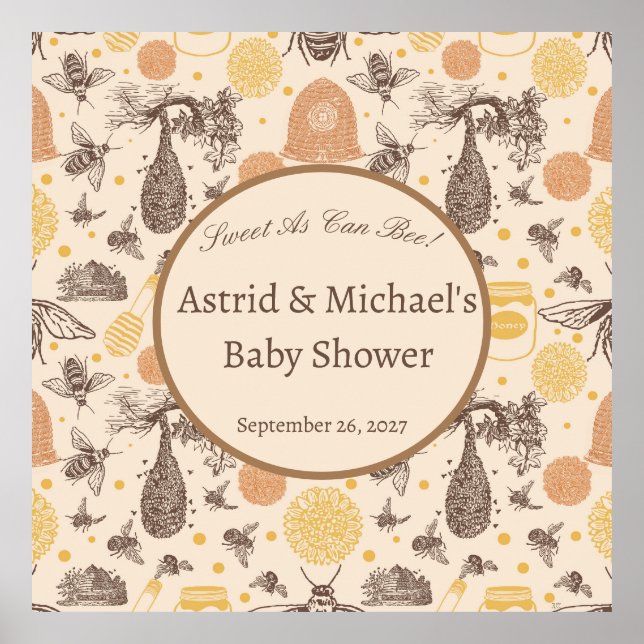 Sweet As Can Bee Baby Shower  Poster (Front)