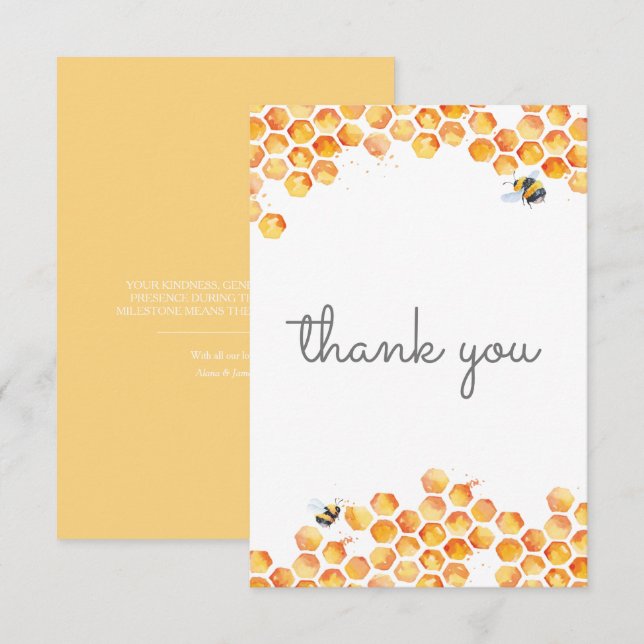 Sweet As Can Bee Baby Shower Thank You Card (Front/Back)