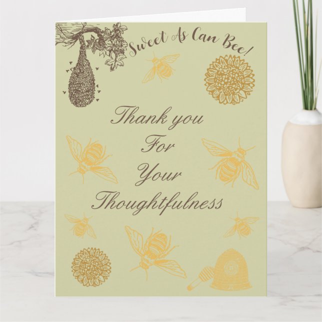 Sweet As Can Bee Baby Shower Thank You Card (Front)