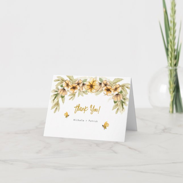 Sweet As Can Bee Baby Shower Thank You Card (Front)