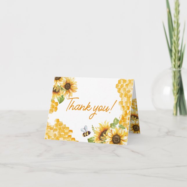 Sweet As Can Bee Baby Shower Thank You Card (Front)
