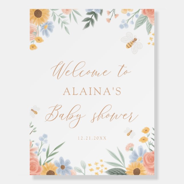 Sweet as can Bee Baby Shower Welcome Sign (Front)