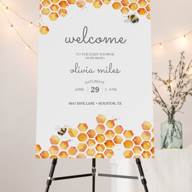 Sweet As Can Bee Baby Shower Welcome Sign (In Situ (Stand))