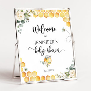 Sweet as can bee baby shower welcome sign