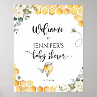 Sweet as can bee baby shower welcome sign
