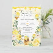 Sweet as Can Bee Baby Shower Yellow Roses Sprinkle Invitation (Standing Front)