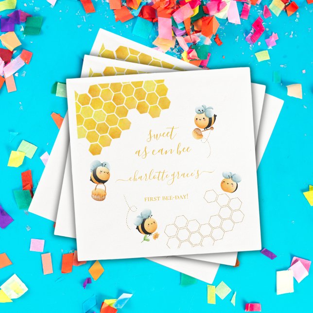 Sweet As Can Bee Baby's First Birthday Napkins (Creator Uploaded)