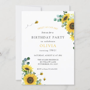 Sweet as can Bee Birthday Invitation