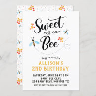 Sweet as can Bee Birthday Invitation