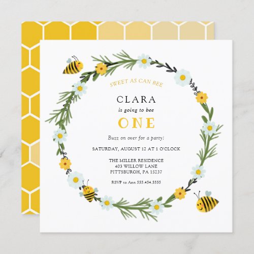 Sweet As Can Bee Birthday Invitation