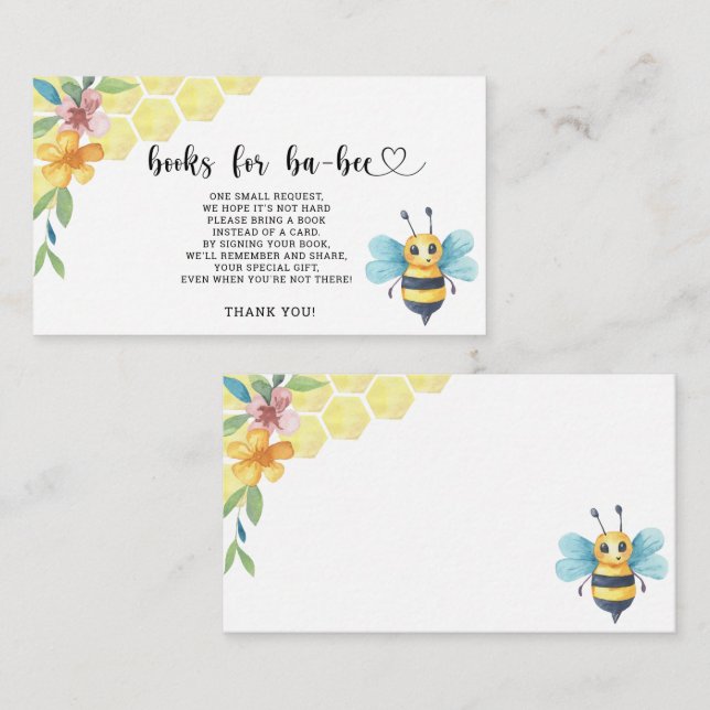 Sweet as can bee books for baby ticket  enclosure card (Front/Back)
