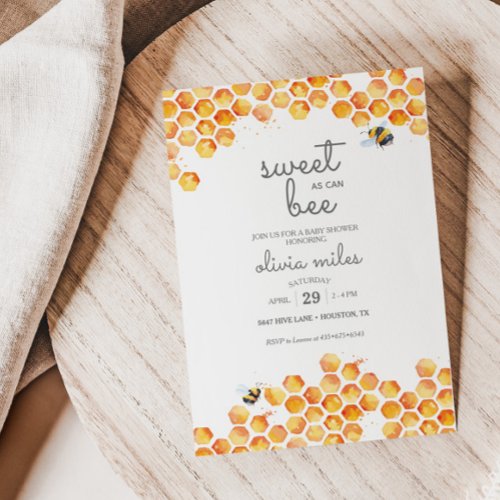 Sweet As Can Bee Budget Baby Shower Invitation