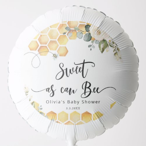 Sweet as can bee bumble bee baby shower balloon