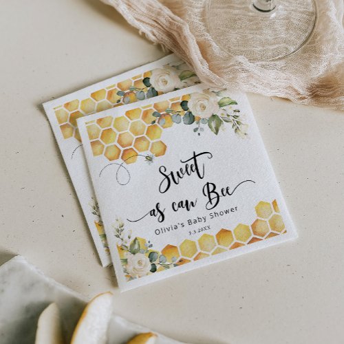 Sweet as can bee bumble bee baby shower napkins
