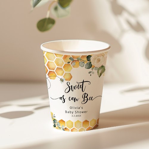 Sweet as can bee bumble bee baby shower paper cups