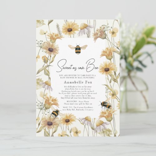 Sweet as can Bee Chamomile Baby Shower by Mail Invitation