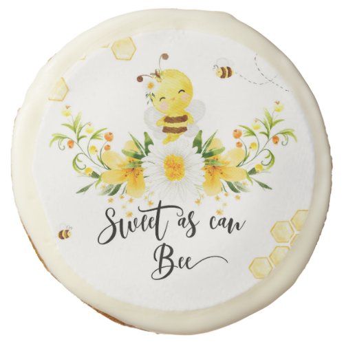 Sweet as can bee cute floral bumble bee sugar cookie