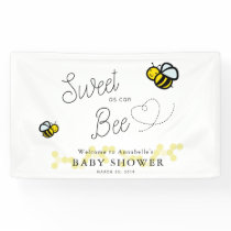 Sweet as can Bee Cute White Baby Shower Banner