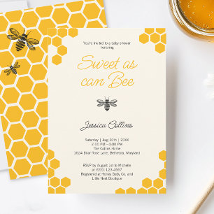 Sweet as can Bee Cute Yellow Honeycomb Baby Shower Invitation