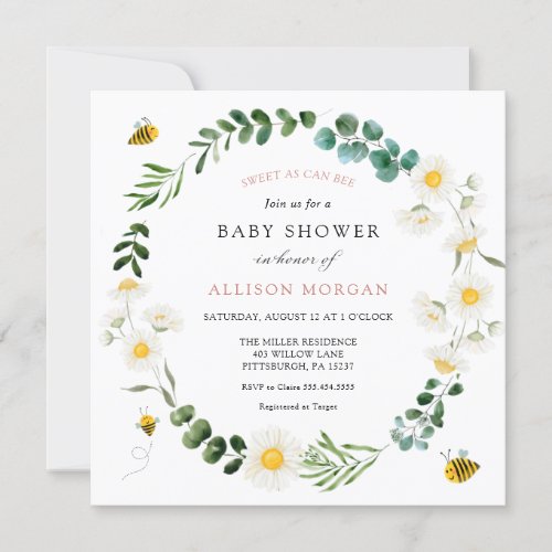 Sweet As Can Bee Daiseis Baby Shower Invitation