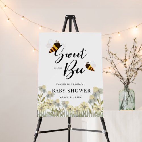 Sweet as can Bee Daisy White Baby Shower Foam Board