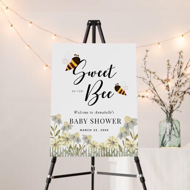 Sweet as can Bee Daisy White Baby Shower Foam Board (In Situ (Stand))