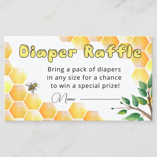 Sweet as can bee diaper raffle ticket  enclosure card