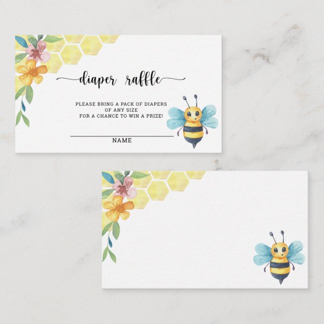 Sweet as can bee diaper raffle ticket enclosure card (Front/Back)