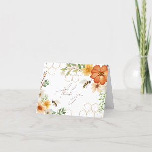 Sweet As Can Bee Elegant Floral Spring Letterpress Thank You Card