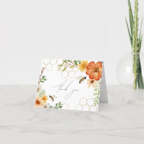 Sweet As Can Bee  Elegant Floral Spring Thank You Card