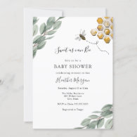 Sweet as can Bee Eucalyptus Baby Shower Invitation