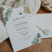 Sweet as can Bee Eucalyptus Baby Shower Invitation
