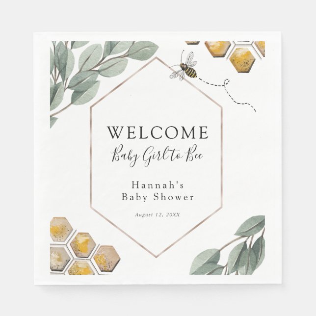 Sweet as can Bee Eucalyptus Baby Shower Napkins (Front)