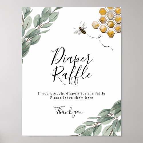 Sweet as can Bee Eucalyptus Diaper Raffle Sign