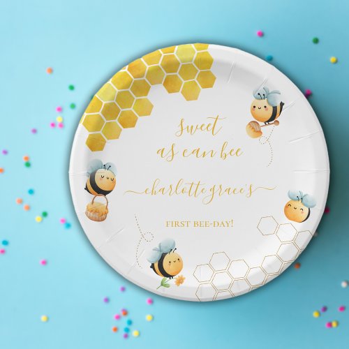Sweet As Can Bee First Babys Birthday Paper Plates