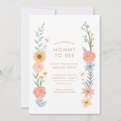 Sweet as can Bee Floral Baby Shower Invitation