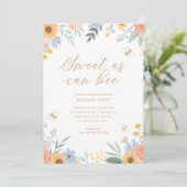 Sweet as can Bee Floral Baby Shower Invitation (Standing Front)