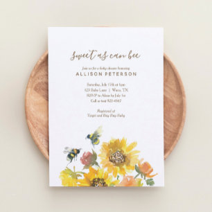 Sweet as can Bee Floral Baby Shower Invitation