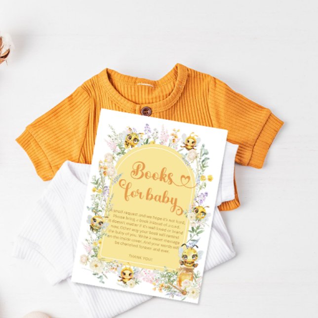 Sweet as Can Bee & Floral Books for Baby Ticket Enclosure Card (Creator Uploaded)