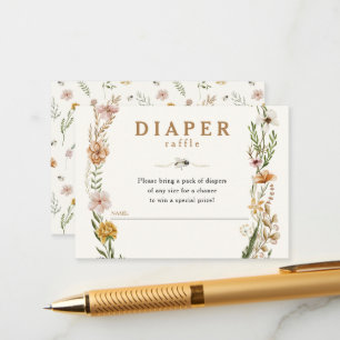 Sweet as can Bee Floral Diaper Raffle Baby Shower Enclosure Card
