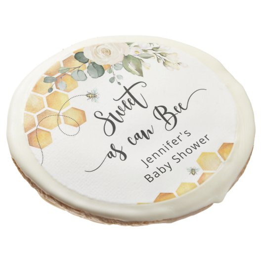Sweet as can bee floral elegeant baby shower sugar cookie (Angled)