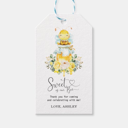 Sweet as Can Bee Floral Honey Baby Shower Favors Gift Tags