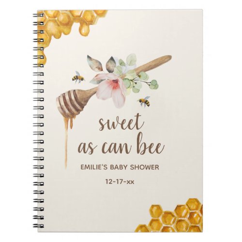 Sweet As Can Bee Floral Honey Baby Shower Guest Notebook