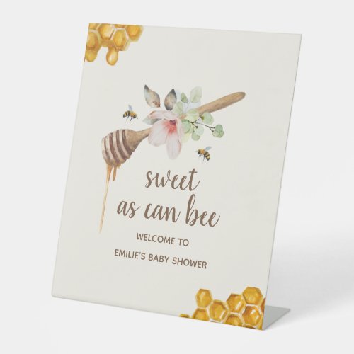 Sweet As Can Bee Floral Honey Baby Shower Welcome Pedestal Sign